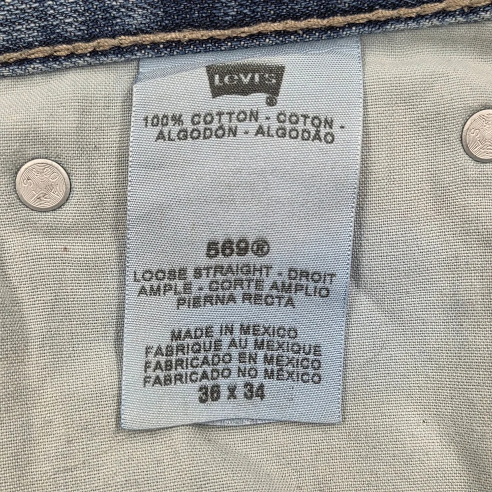 Levis 569 Loose Straight Jeans Mens 36x34 Blue Denim Medium Wash Y2K